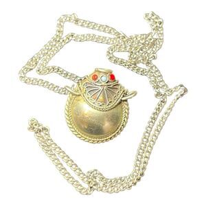 Vintage Tibetan Silver Snuff Bottle Necklace